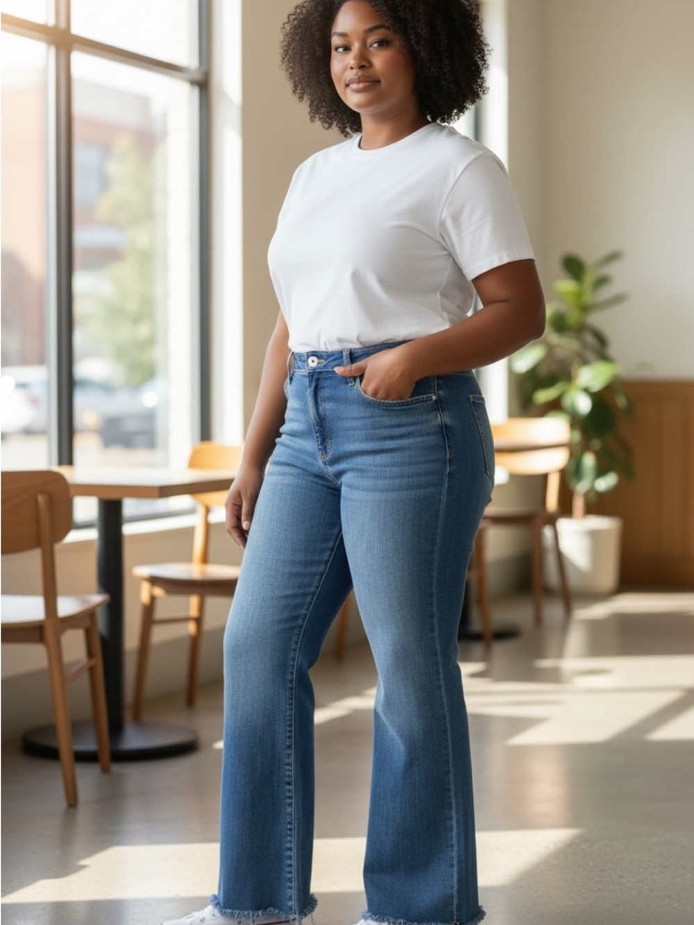 Risen High Rise Crop Jeans | Wide Leg | Medium Wash | NWT | Size 13/31 - Picture 4 of 5